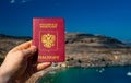 Man holding Russian passport Royalty Free Stock Photo