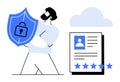 Data Privacy and Security Concept with Shield, Cloud, and User Profile for Identity Protection Royalty Free Stock Photo