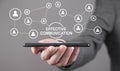 Man holding smartphone. Effective Communication concept Royalty Free Stock Photo