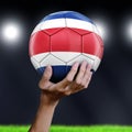 Man holding Soccer ball with Costa Rican flag Royalty Free Stock Photo