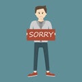 Man Holding Sorry Sign Royalty Free Stock Photo