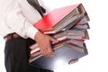 Man holding stack of folders - Isolated Royalty Free Stock Photo