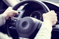 Man holding steering wheel Royalty Free Stock Photo