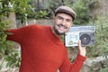 Man holding stereo boombox in the 1980s