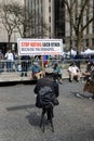 Man Holding a Stop Hate Sign Outside the Courthouse during the Trump Indictment in New York City