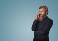 Man holding talking by mobile phone Royalty Free Stock Photo