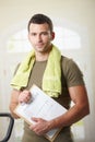 Man holding training plan Royalty Free Stock Photo