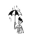 Man holding umbrella under the rain drop