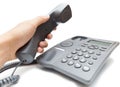 Man holding up the phone receiver Royalty Free Stock Photo