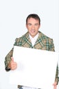 Man holding a white board Royalty Free Stock Photo