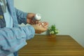 Man holding White pills and medicine bottles, paracetamol, Headache medicine Vitamin And Dietary Supplements Royalty Free Stock Photo