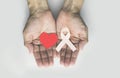 Man holding white ribbon. violence against children and women Royalty Free Stock Photo