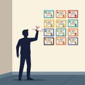 The man holds a certificate of achievement, symbolizing the race to retrain and constantly develop. Royalty Free Stock Photo