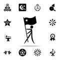 man holds the flag of the USSR icon. Detailed set of communism and socialism icons. Premium graphic design. One of the collection