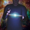 Man holds galaxy