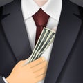 Man holds in his hand an envelope with money. Bribery and corrup Royalty Free Stock Photo
