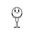 The man holds his head and is very upset about something. Cartoon character. Vector line illustration on a white Royalty Free Stock Photo