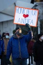 Man Holds Honk if you Love Antifa sign in Ottawa, Canada