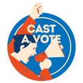 Cast a vote. Man Holding Megaphone with bubble and noise