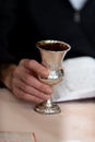 Blessing over wine at a Jewish wedding