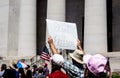 A Man Holds a `Stand 4 Freedom` Sign Protesting Mask Mandates Royalty Free Stock Photo