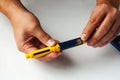 A man holds a syringe for subcutaneous injection of hormonal drugs in the IVF protocol in vitro fertilization Royalty Free Stock Photo