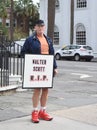 Man holds Walter Scott RIP sign, Charleston, South Carolina