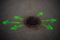 Man Hole Arrows Royalty Free Stock Photo