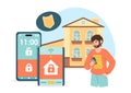 Man with home protection vector concept Royalty Free Stock Photo