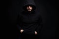 Man in Hood. Boy in a hooded sweatshirt Royalty Free Stock Photo