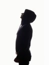 Man in Hood. Boy in a hoodie. Male silhouette Royalty Free Stock Photo