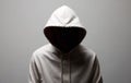 Man in Hood. Boy in white hooded sweatshirt Royalty Free Stock Photo