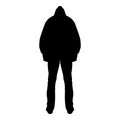 Man in the hood concept danger silhouette back side icon black color illustration