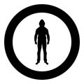 Man in the hood concept danger silhouette front side icon black color illustration in circle round