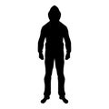 Man in the hood concept danger silhouette front side icon black color illustration Royalty Free Stock Photo