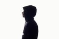 Man in Hood. Male silhouette portrait Royalty Free Stock Photo