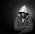 Man in hood,monochrome Royalty Free Stock Photo