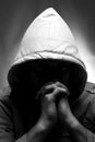 Man in hood,monochrome Royalty Free Stock Photo