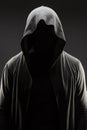 Man in the hood over grey background Royalty Free Stock Photo