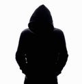 Man in Hood silhouette. Boy in a hooded sweatshirt Royalty Free Stock Photo