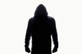 Man in Hood silhouette. Boy in a hooded sweatshirt Royalty Free Stock Photo