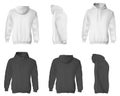 Man hoodie. Black and white blank male sweatshirts