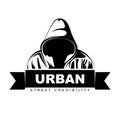 Man in hoodie. Hooded man. Logo design. Urban. Street art. Vector Ilustration. Royalty Free Stock Photo