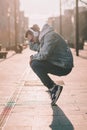 man in hoodie on a street dance