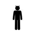 Man with horns isolated stick figure pictogram