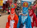 Man in a Horror mask during Phi Ta Khon Ghost Festival in Dan Sai, Loei, Thailand