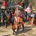 Knight on horse during parade at Renaissance Faire in Todd Mission, Texas