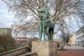 Man with Horse Sculpture Mann mit Pferd by Hermann Scheuernstuhl - Hanover, Lower Saxony, Germany Royalty Free Stock Photo