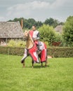 Man on horseback in medieval costume