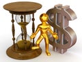 Man with hourglass and dollar Royalty Free Stock Photo